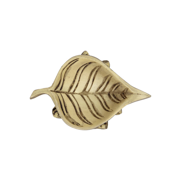 Leaf Deepak - 1.5 x 3 Inches | Antique Brass Lamp/ Diya/ Vilakku for Pooja/ 150 Gms Approx - Decorative Lamp