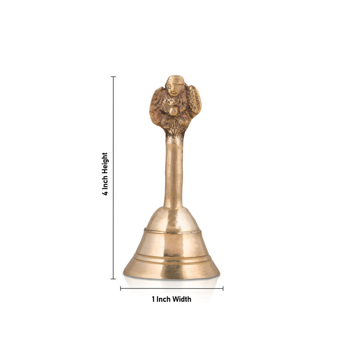 Hand Bell - 4 Inches | Puja Bell/ Brass Bell/ Ganesh Handle Ghanti for Home - Pooja Bells
