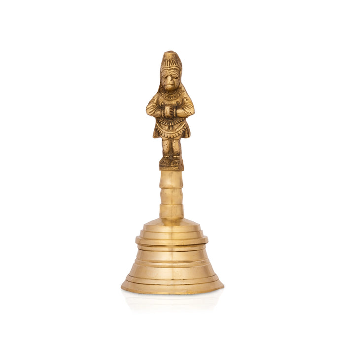 Brass Hand Bell - 6 x 2.75 Inches | Pooja Bell / Hanuman Handle Ghanti for Home & Pooja