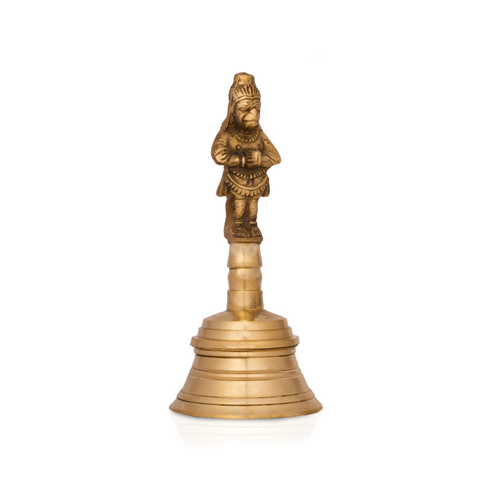 Brass Hand Bell - 6 x 2.75 Inches | Pooja Bell / Hanuman Handle Ghanti for Home & Pooja