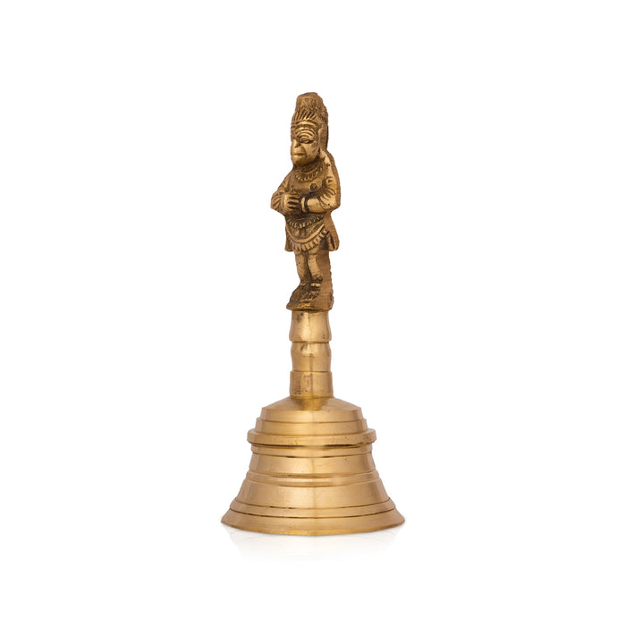 Brass Hand Bell - 6 x 2.75 Inches | Pooja Bell / Hanuman Handle Ghanti for Home & Pooja