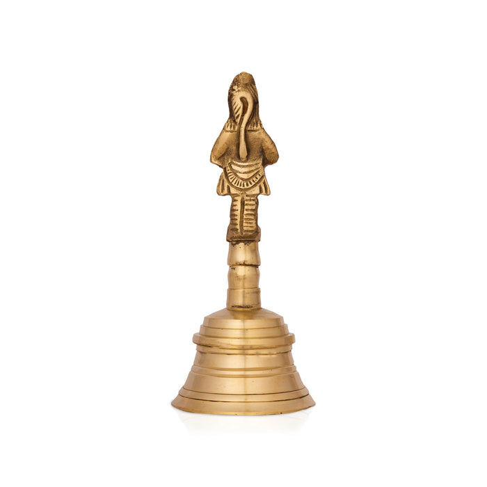 Brass Hand Bell - 6 x 2.75 Inches | Pooja Bell / Hanuman Handle Ghanti for Home & Pooja