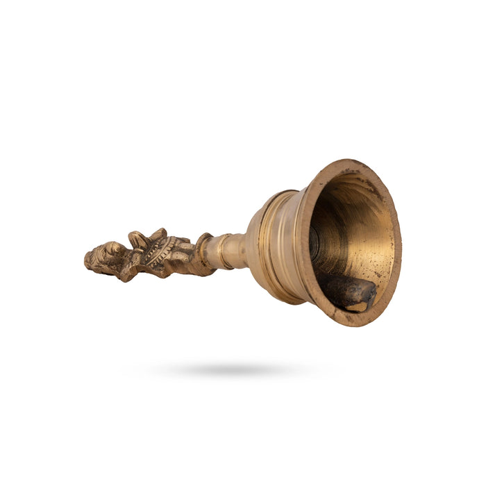 Brass Hand Bell - 6 x 2.75 Inches | Pooja Bell / Hanuman Handle Ghanti for Home & Pooja