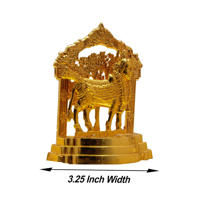 Kamadhenu Statue | Brass Statue/ Cow and Calf Statue for Pooja - Table Stand Accessories