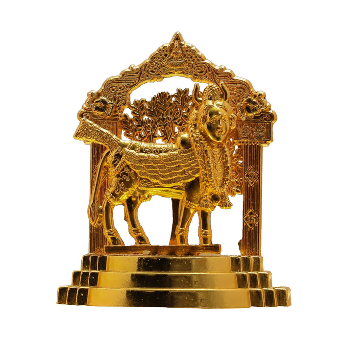 Kamadhenu Statue | Brass Statue/ Cow and Calf Statue for Pooja - Table Stand Accessories