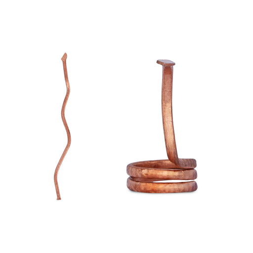 Copper Snake pair - 2.5 Inches | Copper Nag Nagini Set / Snake Statue For Pooja - Deity Accessories