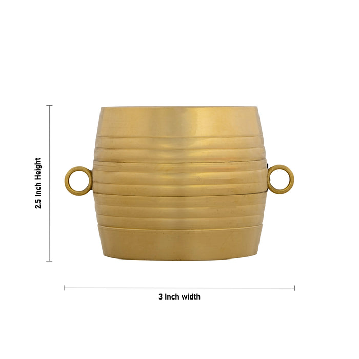 Brass Para With Handle - 2.5 x 3 Inches | Kerala Nirapara/ Idangazhi/ Changazhi for Pooja/ 100 Gms Approx - Para