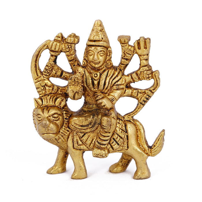 Durga Murti - 3 Inches | Antique Brass Statue/ Durga Idol/ Durga Statue for Pooja - Brass Murties