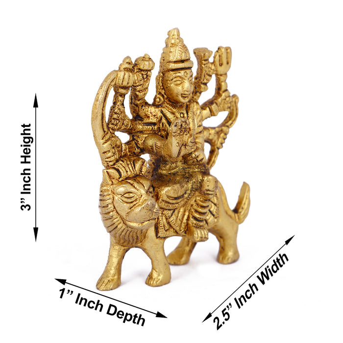 Durga Murti - 3 Inches | Antique Brass Statue/ Durga Idol/ Durga Statue for Pooja - Brass Murties