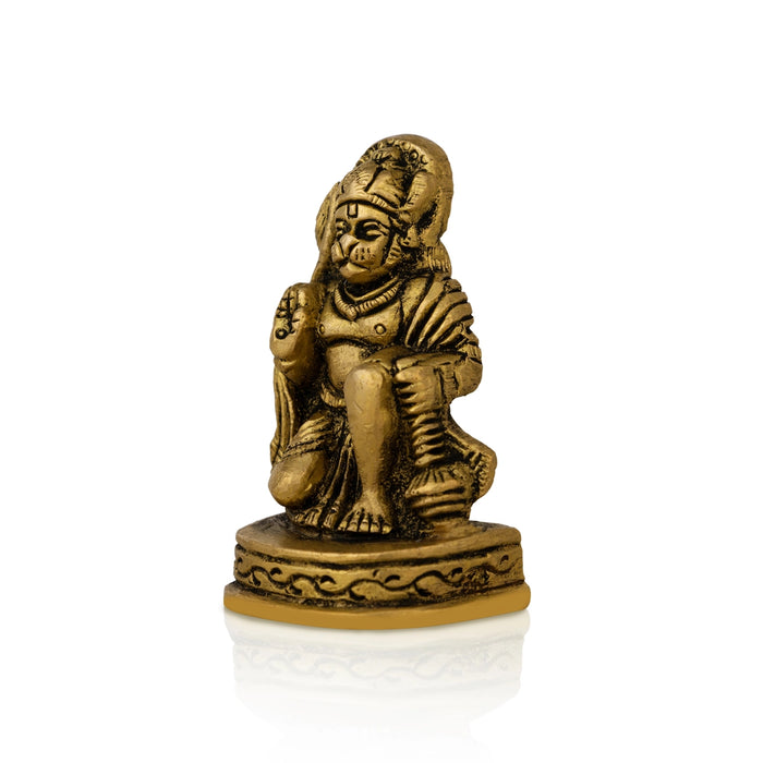 Anjaneya Statue - 2.5 X 1.5 Inches | Antique Brass Idol/ Hanuman Statue Mandi For Worship - Brass Murties