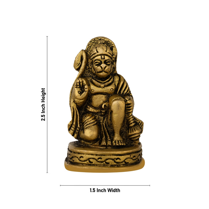 Anjaneya Statue - 2.5 X 1.5 Inches | Antique Brass Idol/ Hanuman Statue Mandi For Worship - Brass Murties