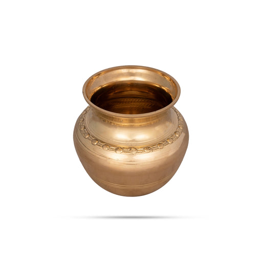 Brass Lota - 4.75 x 4.5 Inches | Brass Chombu/ Kalash Pot/ Rudraksh Design Kalasam for Pooja/ 740 Gms Approx - Kalash & Pooja Lota