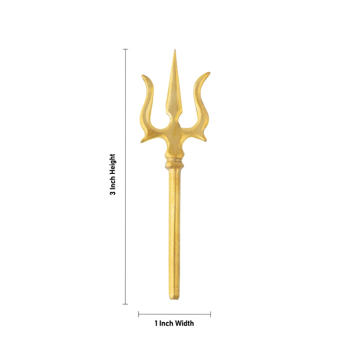 Trishul - 3 x 1 Inches | Brass Astras/ God Shiva Trishul/ Soolam/ Durga Maa Trishul for Deity