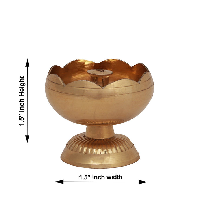 Brass Diya - Tamato - 1.5 x 1.5 Inches | Nanda Deep/ Agal Vilakku/ Brass Lamp/ Brass Deepam for Pooja - Nanda Deep & Pyali Deep