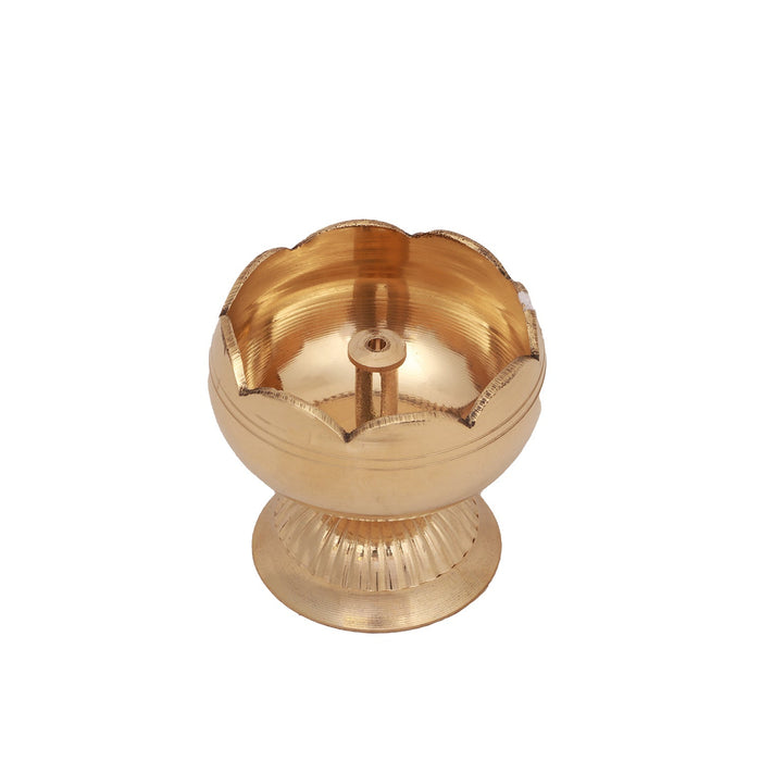 Brass Diya - Tamato - 1.5 x 1.5 Inches | Nanda Deep/ Agal Vilakku/ Brass Lamp/ Brass Deepam for Pooja - Nanda Deep & Pyali Deep
