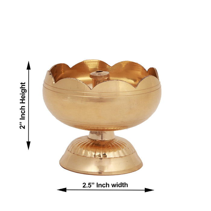 Brass Diya - Tamato - 2 x 2.5 Inches | Nanda Deep/ Agal Vilakku/ Brass Lamp/ Brass Deepam for Pooja - Nanda Deep & Pyali Deep