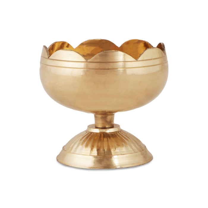 Brass Diya - Tamato - 2.5 x 2.5 Inches | Nanda Deep/ Agal Vilakku/ Brass Lamp/ Brass Deepam for Pooja - Nanda Deep & Pyali Deep