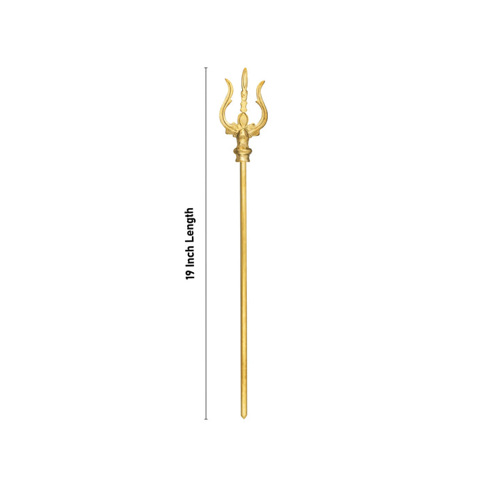 Trishul - 19 x 2.5 Inches | Brass Astras/ Soolam/ Sulam/ God Shiva Trishul/ Durga Maa Trishul for Deity/ 435 Gms - Deity Accessories
