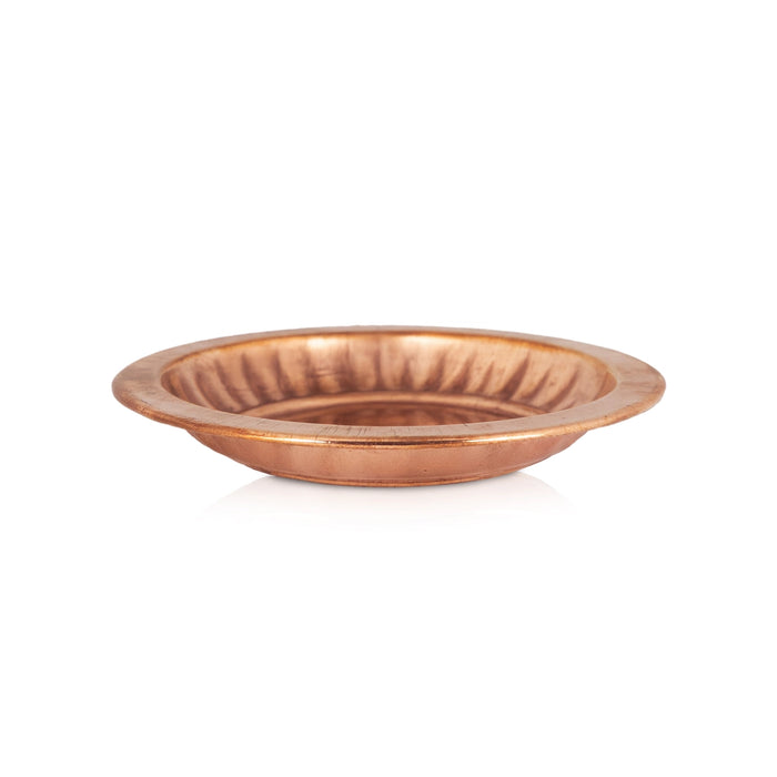 Copper Plate - 3 Inches | Hariwana Design Pooja Plate / Thali Plate for Home - Pooja Plate & Tray