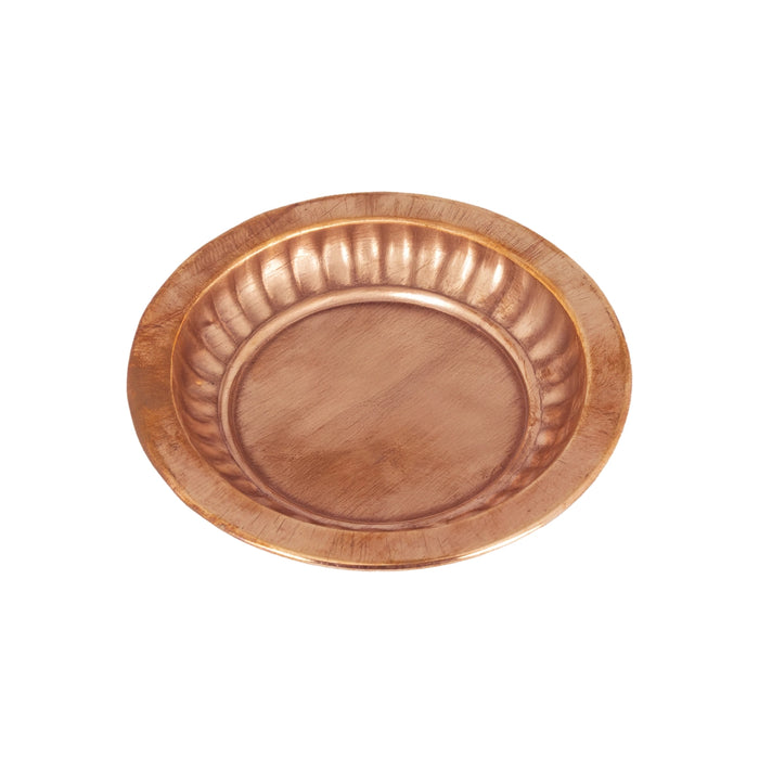 Copper Plate - 3 Inches | Hariwana Design Pooja Plate / Thali Plate for Home - Pooja Plate & Tray