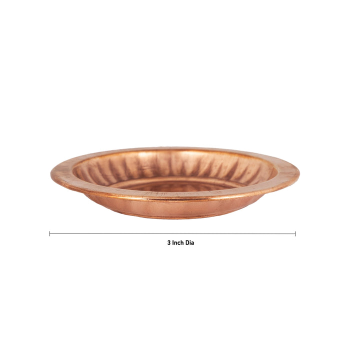 Copper Plate - 3 Inches | Hariwana Design Pooja Plate / Thali Plate for Home - Pooja Plate & Tray