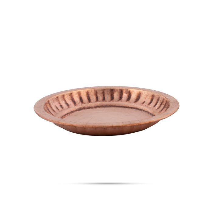 Copper Plate - 0.5 x 3.25 Inches | Small Plate/ Pooja Thali Plate/ Pooja Plate for Home - Pooja Plate & Tray