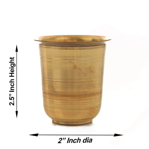 Brass Tumbler - 2.5 x 2 Inches | Coffee Tumbler/ Drinking Tumbler for Home/ 35 Gms Approx - Kitchen