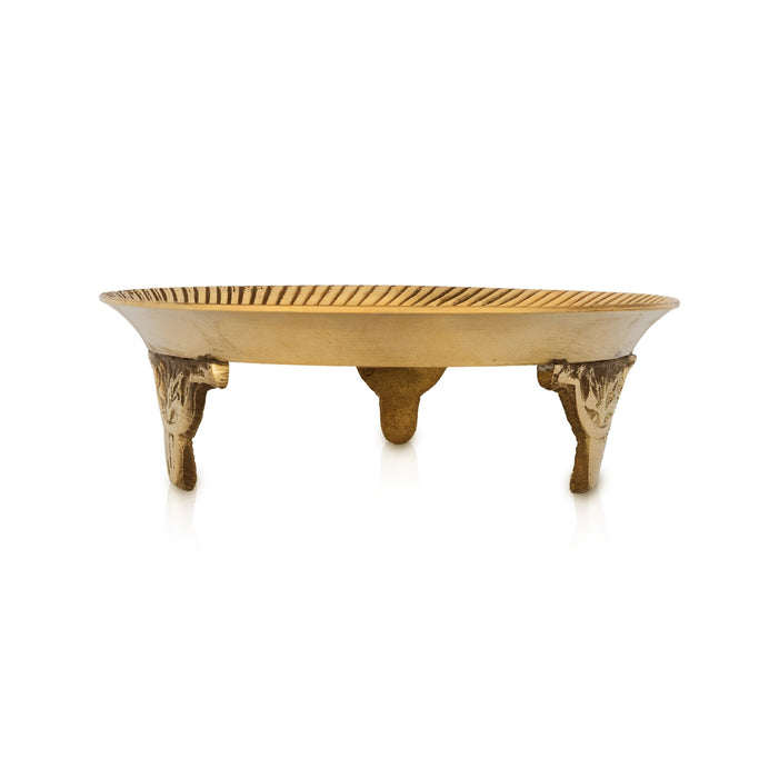 Pin Tray With Base - 1.5 x 4 Inches | Brass Plate/ Pooja thali/ Asan For Deity