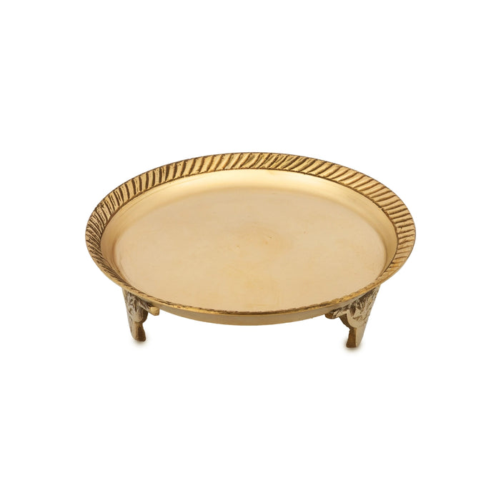 Pin Tray With Base - 1.5 x 4 Inches | Brass Plate/ Pooja thali/ Asan For Deity