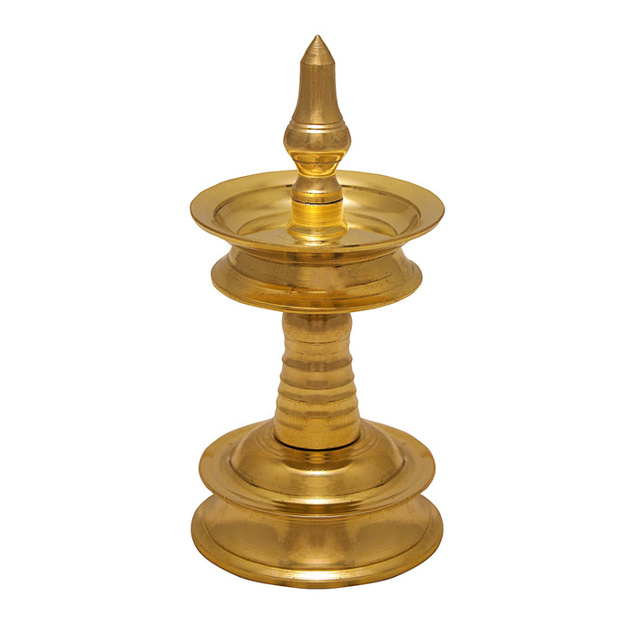 Kerala Vilakku - 6 Inches 340 Gms | 5 Face Nilavilakku/ Brass Kerala Lamp for Pooja - Kerala Vilakku