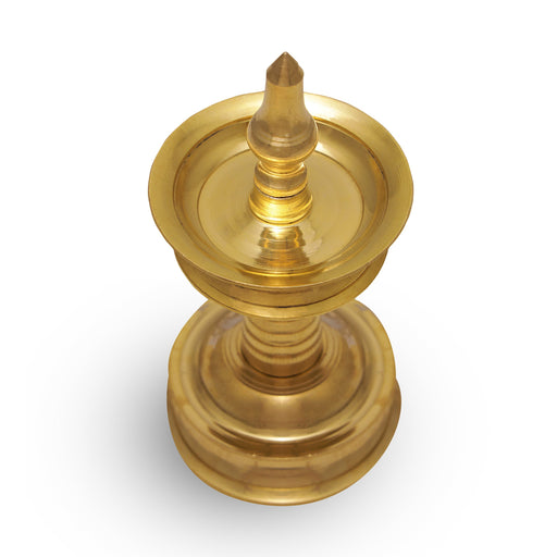 Kerala Vilakku - 6 Inches 340 Gms | 5 Face Nilavilakku/ Brass Kerala Lamp for Pooja - Kerala Vilakku