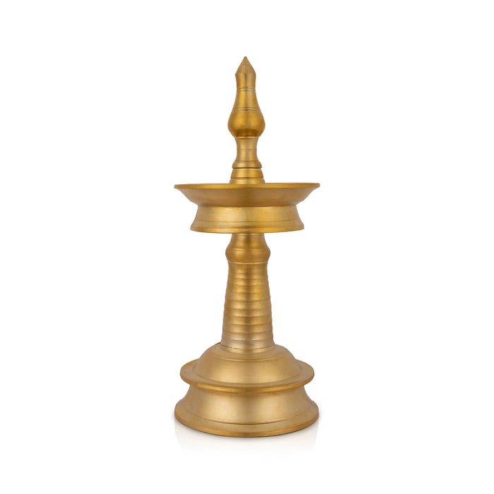 Kerala Round Lamp - 7.5 x 3 Inches | Brass Deepam / Kuthu Vilakku / Kerala Kuthuvilakku For home & Pooja