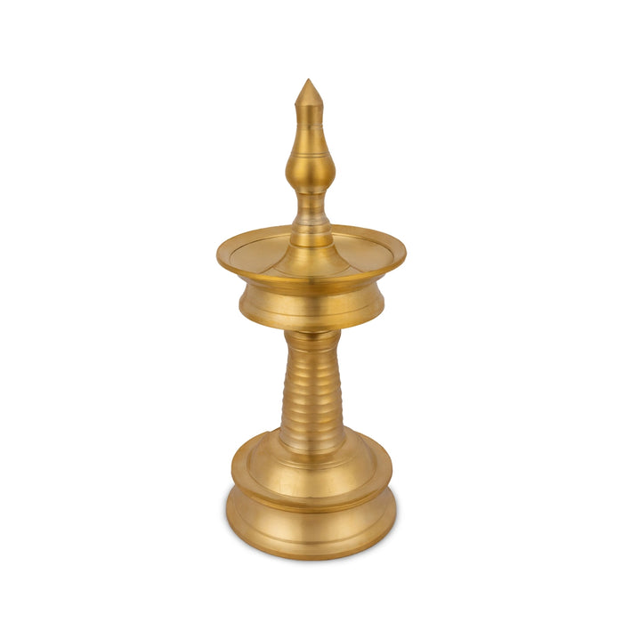 Kerala Round Lamp - 7.5 x 3 Inches | Brass Deepam / Kuthu Vilakku / Kerala Kuthuvilakku For home & Pooja