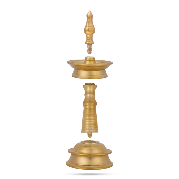 Kerala Round Lamp - 7.5 x 3 Inches | Brass Deepam / Kuthu Vilakku / Kerala Kuthuvilakku For home & Pooja