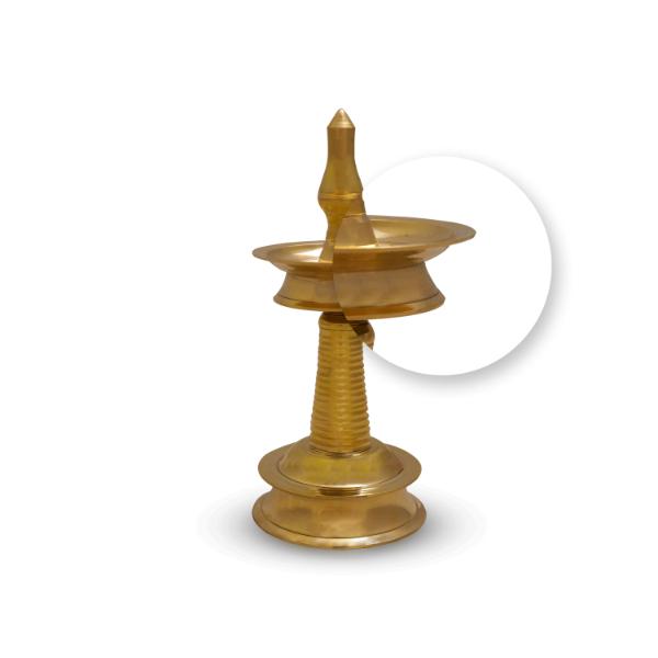 Kerala Vilakku - 9 Inches | 5 Face Nilavilakku/ Brass Kerala Lamp for Pooja