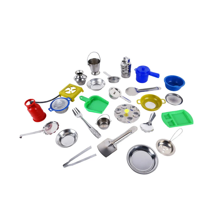 Stainless Steel Kitchen Set – 26 Pcs | Miniature Kitchen Utensils / Kids Kitchen Play Set