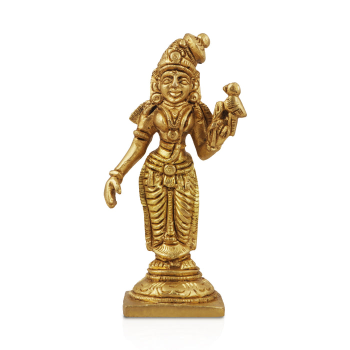 Meenakshi Amman Statue - 3.5 Inches | Meenakshi Brass Idol/ Antique Finish Meenakshi Statue for Pooja