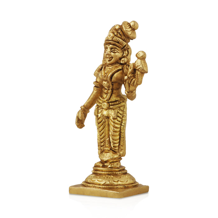 Meenakshi Amman Statue - 3.5 Inches | Meenakshi Brass Idol/ Antique Finish Meenakshi Statue for Pooja