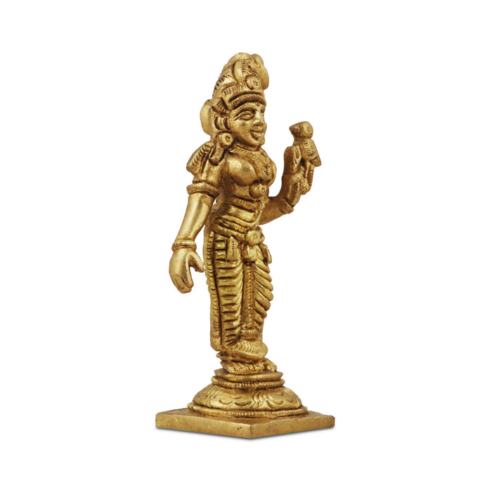 Meenakshi Amman Statue - 3.5 Inches | Meenakshi Brass Idol/ Antique Finish Meenakshi Statue for Pooja