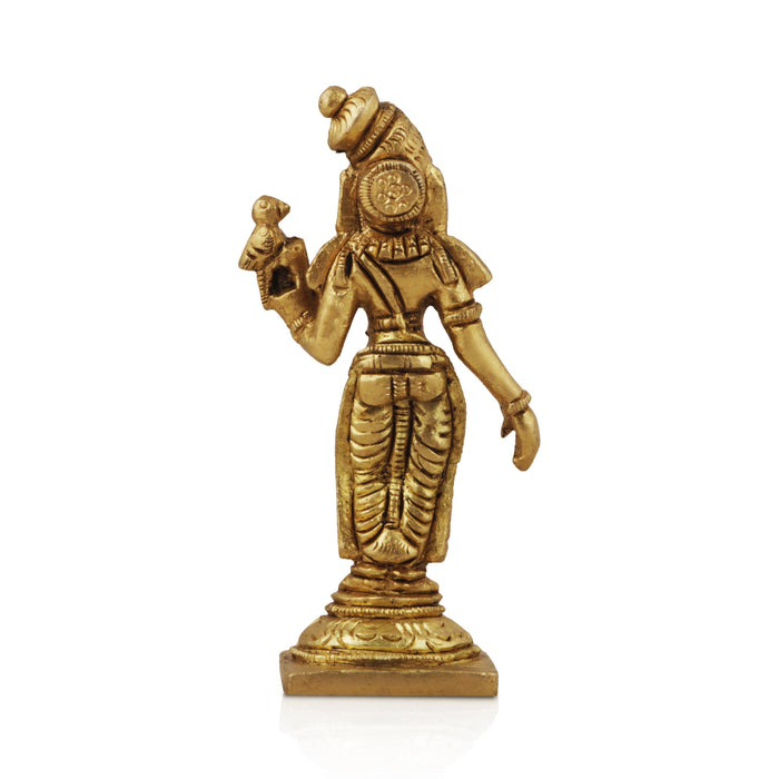 Meenakshi Amman Statue - 3.5 Inches | Meenakshi Brass Idol/ Antique Finish Meenakshi Statue for Pooja