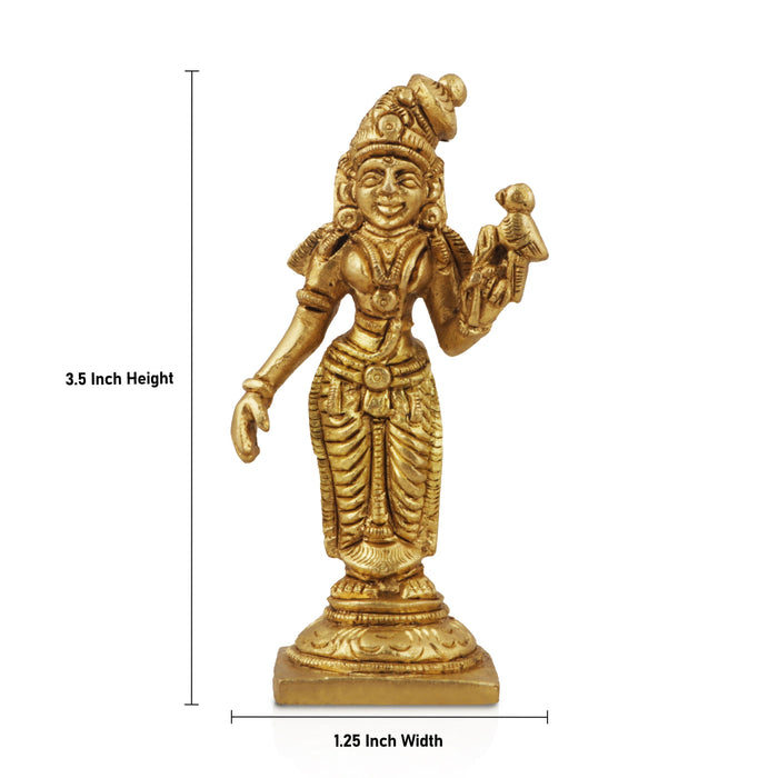 Meenakshi Amman Statue - 3.5 Inches | Meenakshi Brass Idol/ Antique Finish Meenakshi Statue for Pooja