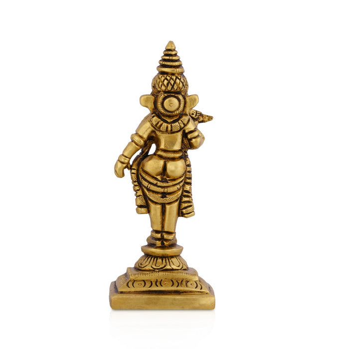 Meenakshi Standing On Base Murti- 4.75 x 1.25 Inches | Antique Brass Statue/ Meenatchi Amman Idol For Home & Pooja
