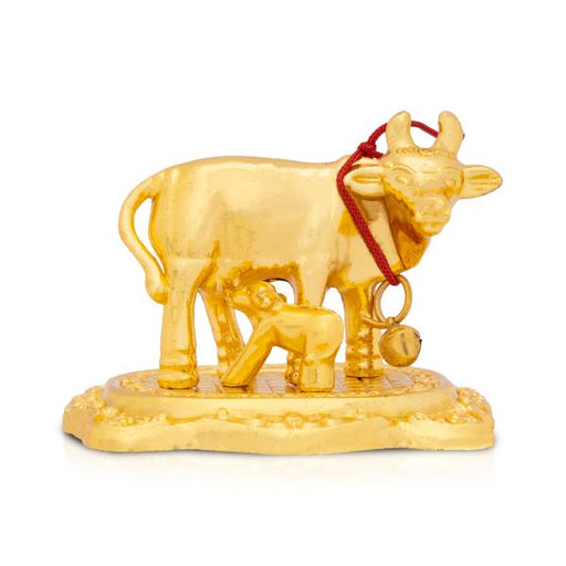 Kamadhenu Statue - 2.25 Inches | Brass Idol/ Cow and Calf Idol/ Kamadhenu Idol for Pooja - Table Stand Accessories