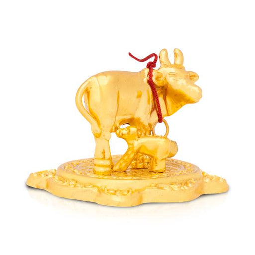 Kamadhenu Statue - 2.25 Inches | Brass Idol/ Cow and Calf Idol/ Kamadhenu Idol for Pooja - Table Stand Accessories