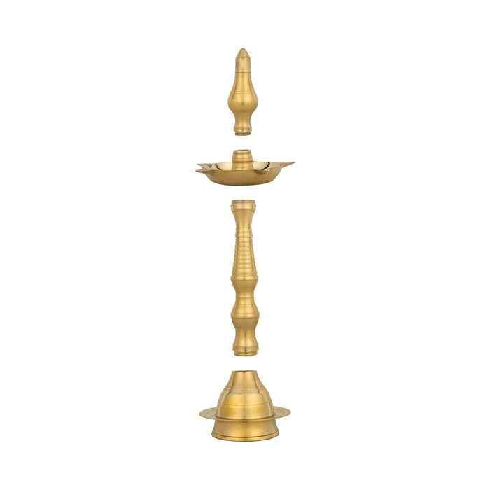 Kerala Vilakku - 13 x 4.75 Inches | Brass Lamp/ 5 Face Kerala Kuthu Vilakku/ Kerala Deepam for Pooja - Kerala Vilakku