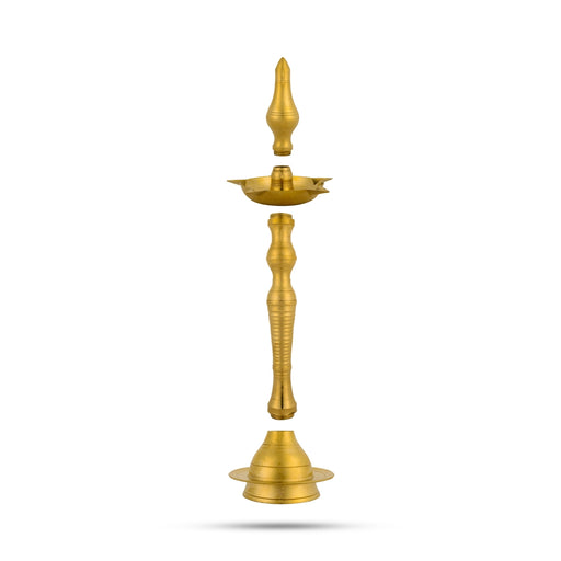 Kerala Vilakku - 16.5 X 5.75 Inches | 5 Face Brass Lamp/ Brass Deepam For Pooja And Festive Lighting Decor - Kerala Vilakku