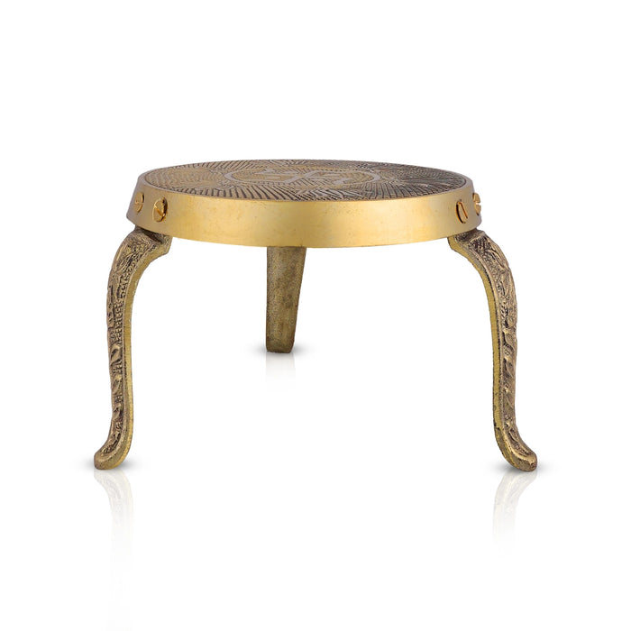 Mukkali Stool - 4.5 x 6 Inches | Brass Pooja Chowki/ Bajot/ Manai/ Patla for Home