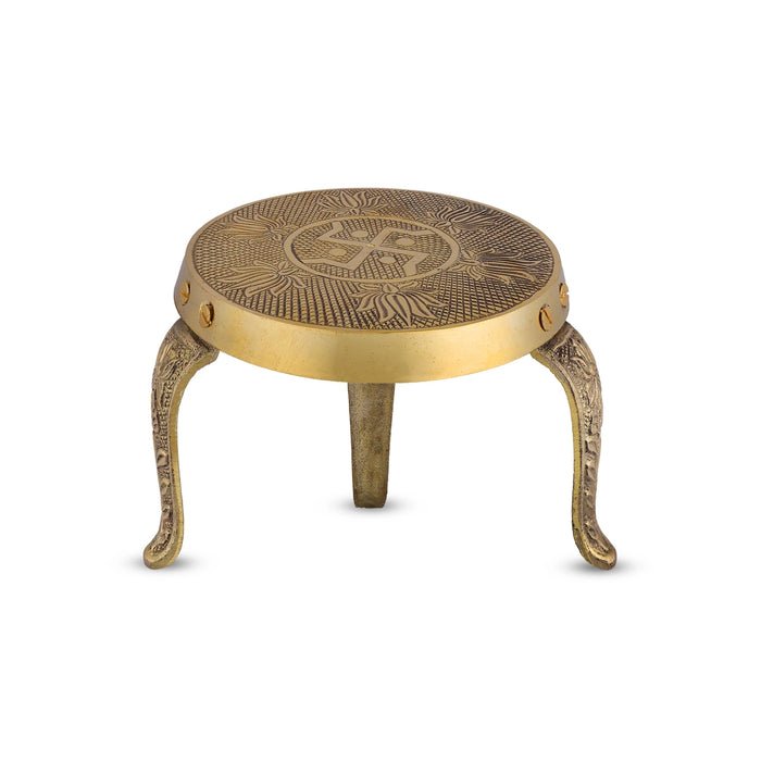 Mukkali Stool - 4.5 x 6 Inches | Brass Pooja Chowki/ Bajot/ Manai/ Patla for Home