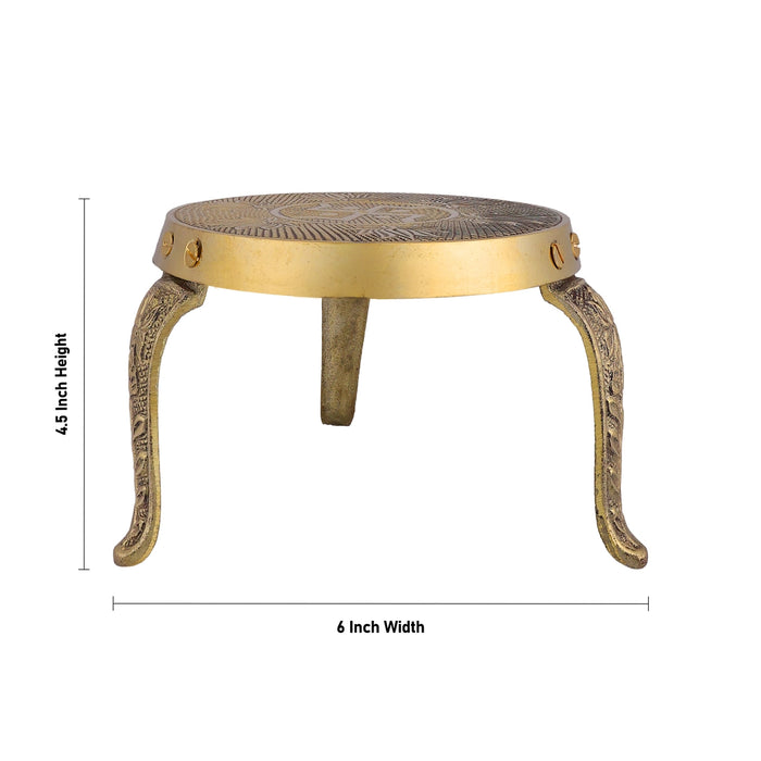 Mukkali Stool - 4.5 x 6 Inches | Brass Pooja Chowki/ Bajot/ Manai/ Patla for Home