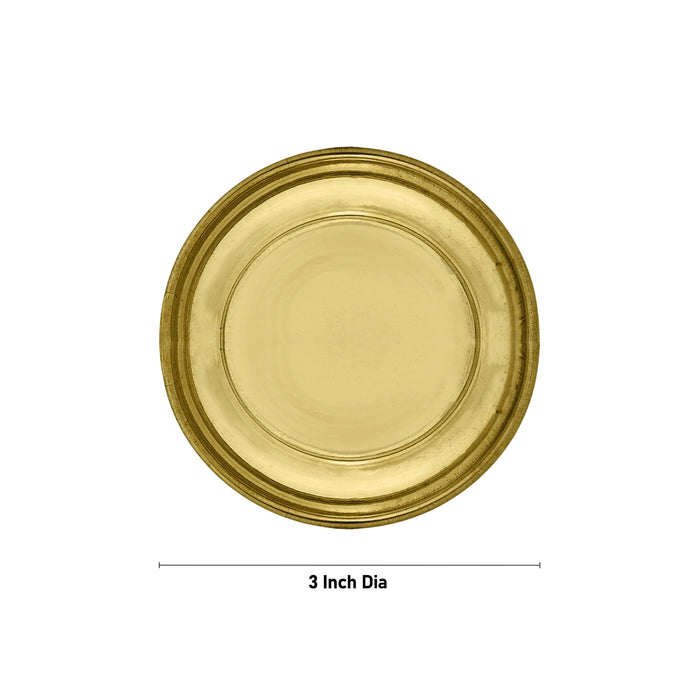 Brass Plate - 3 Inches | Thali Plate/ Pooja Plate/ Small Plate For Ritual And Daily Pooja Offerings - Pooja Plate & Tray